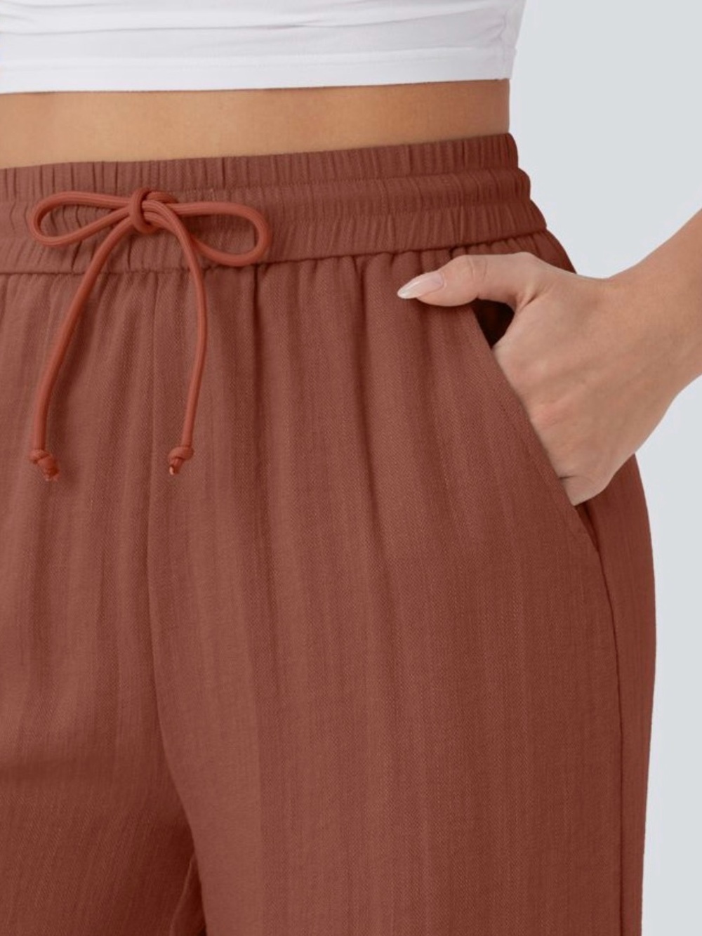 HALARA Brown Wide-Leg, High-Waist, Drawstring Pants - Size Large Tall - Picture 3 of 3